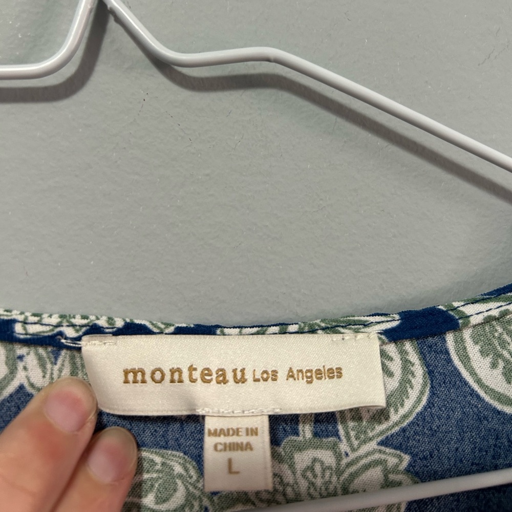 Monteau Los Angeles Blue Floral Print Dress - Picture 2 of 10